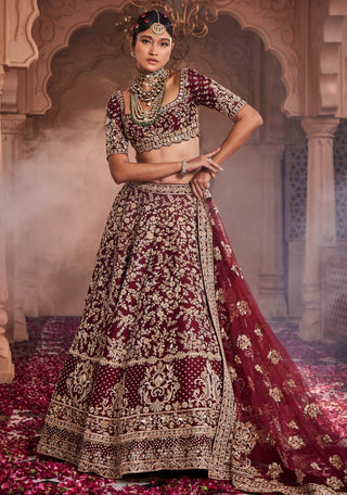 Nairobi maroon embroidered lehenga set