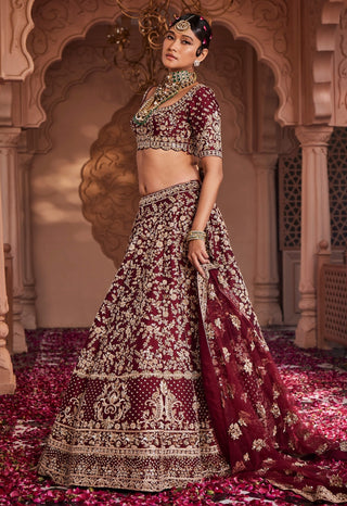 Nairobi maroon embroidered lehenga set