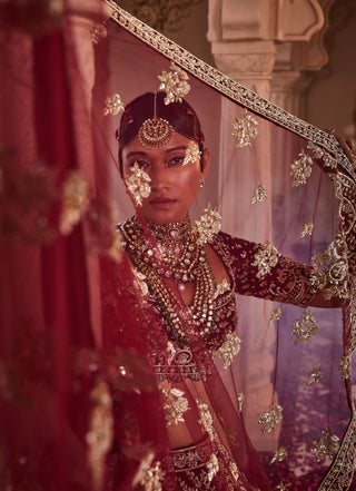 Nairobi maroon embroidered lehenga set