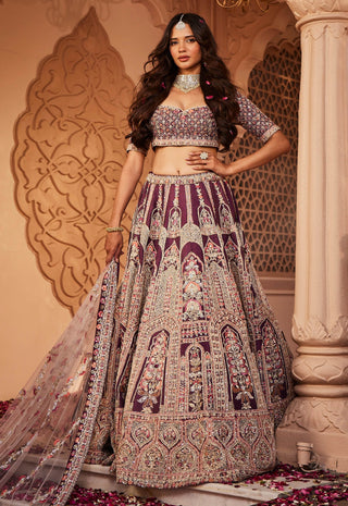 Pragya wine lehenga set