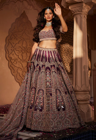 Pragya wine lehenga set