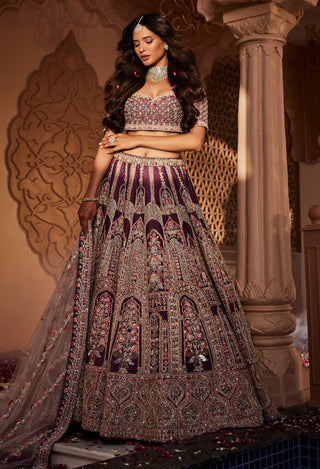 Pragya wine lehenga set