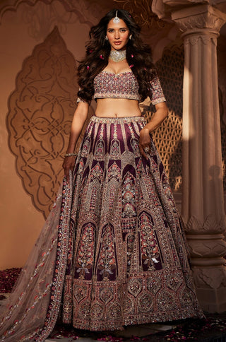 Pragya wine lehenga set