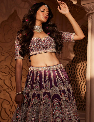 Pragya wine lehenga set