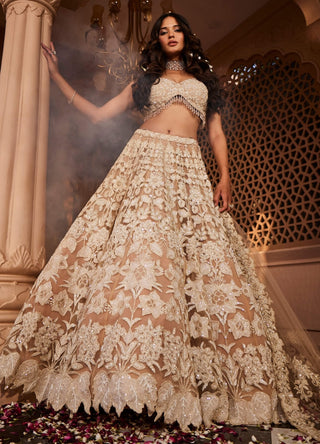 Khushi peach organza lehenga set