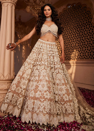 Khushi peach organza lehenga set