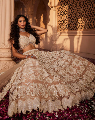 Khushi peach organza lehenga set