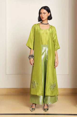 Elea green relaxed cape and trouser set