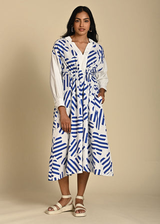 Blue & white violet oversized dress