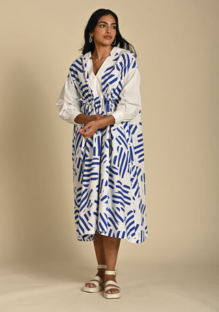 Blue & white violet oversized dress