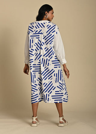 Blue & white violet oversized dress