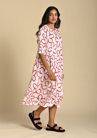 Red & white poppy dress