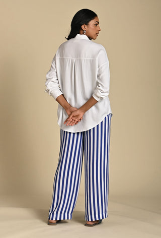 Abigail print blue white shirt and trouser