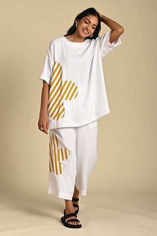 Freya mustard white top and trouser