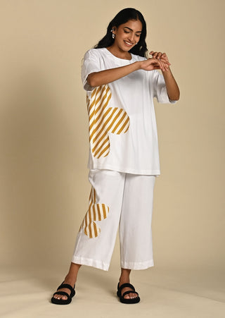 Freya mustard white top and trouser