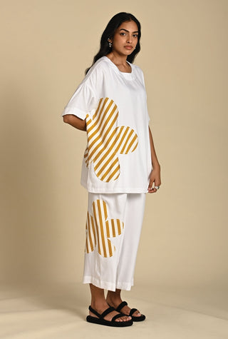 Freya mustard white top and trouser