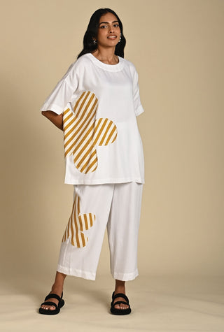 Freya mustard white top and trouser