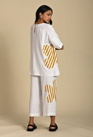 Freya mustard white top and trouser