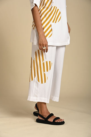 Freya mustard white top and trouser