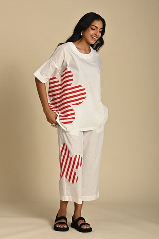 Freya red white top and trouser