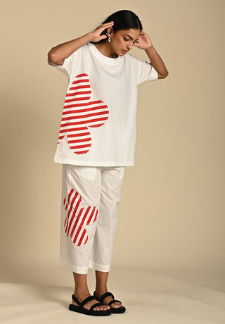 Freya red white top and trouser