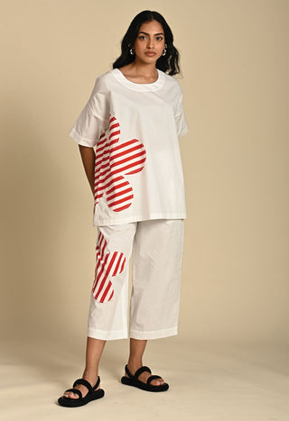 Freya red white top and trouser