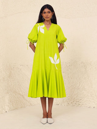 Eliana lime solid dress