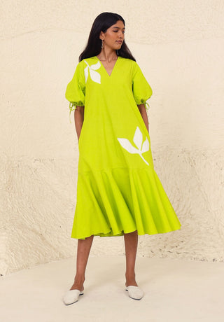 Eliana lime solid dress