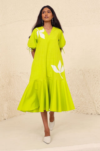 Eliana lime solid dress