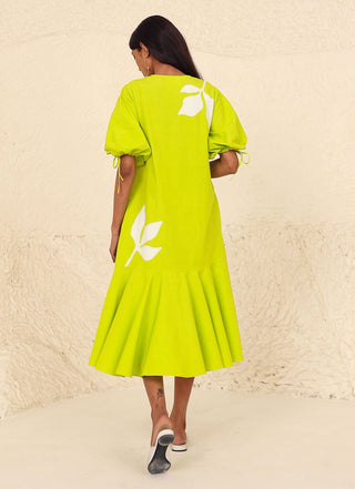 Eliana lime solid dress