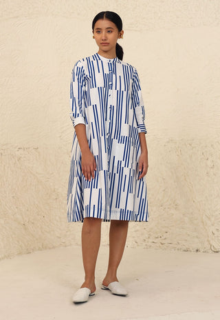 Hailey white blue print dress