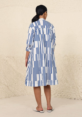 Hailey white blue print dress