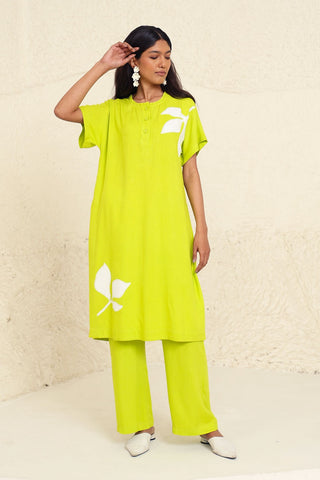 Morgan solid lime tunic and trouser