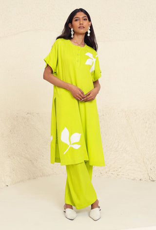 Morgan solid lime tunic and trouser