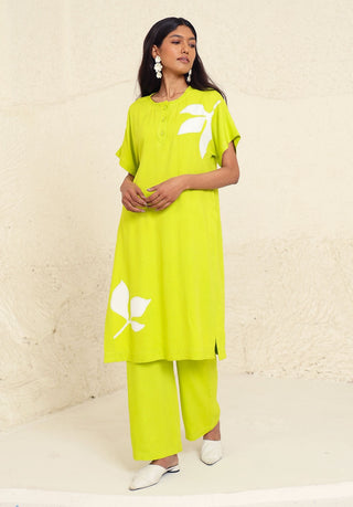 Morgan solid lime tunic and trouser