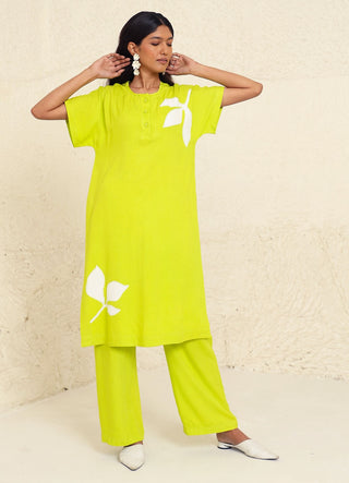 Morgan solid lime tunic and trouser