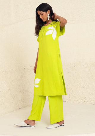 Morgan solid lime tunic and trouser