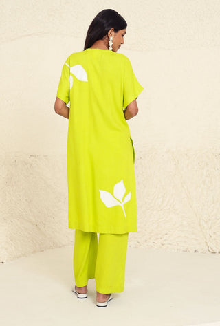 Morgan solid lime tunic and trouser