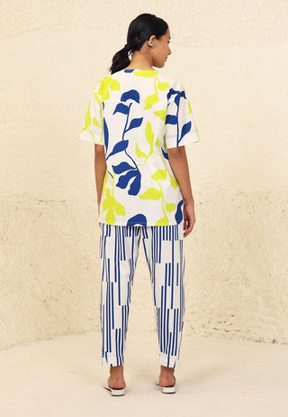 Zuri print lime blue tunic and trouser