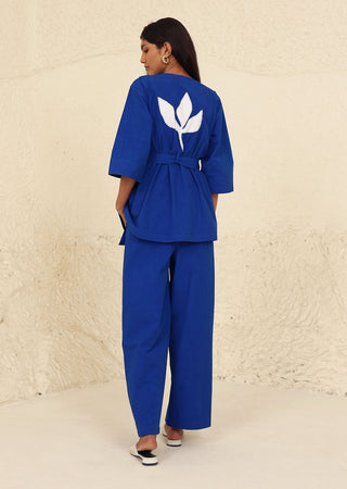 Everly solid blue tunic and trouser