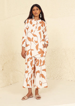 Selena beige printed tunic and trouser