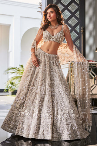 Nitya gray embroidered lehenga set