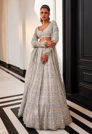 Enigma ice blue embroidered lehenga set