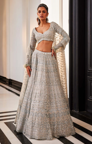 Enigma ice blue embroidered lehenga set