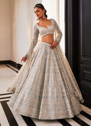 Enigma ice blue embroidered lehenga set