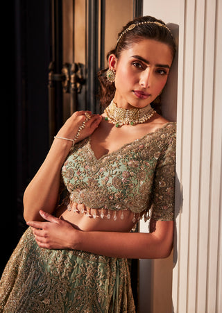 Kyle aqua lehenga set