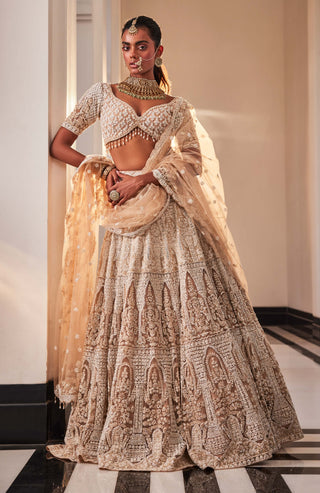 Avni peach organza lehenga set