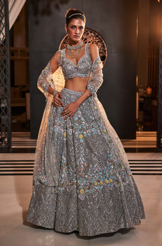 Glory gray embroidered lehenga set