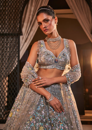 Glory gray embroidered lehenga set