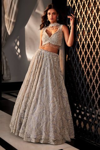 Kashfi bling gray lehenga set